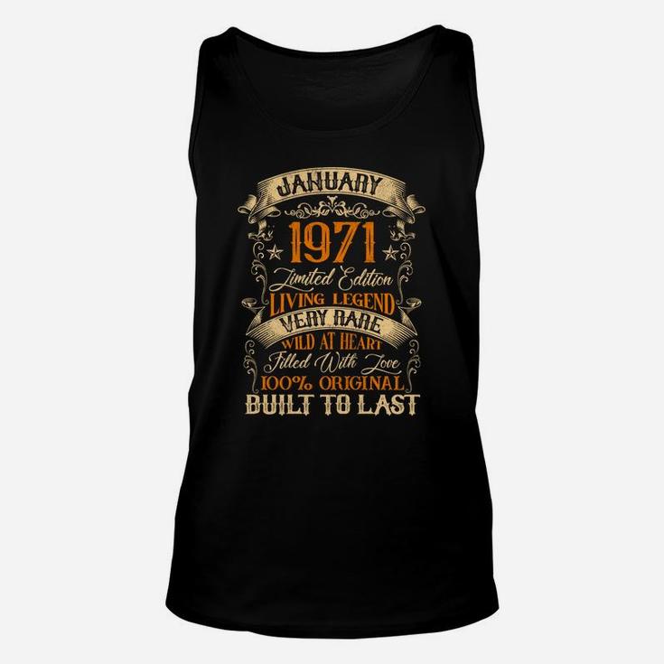 Born In January 1971 Vintage 50 Years Old 50Th Birthday Unisex Tank Top