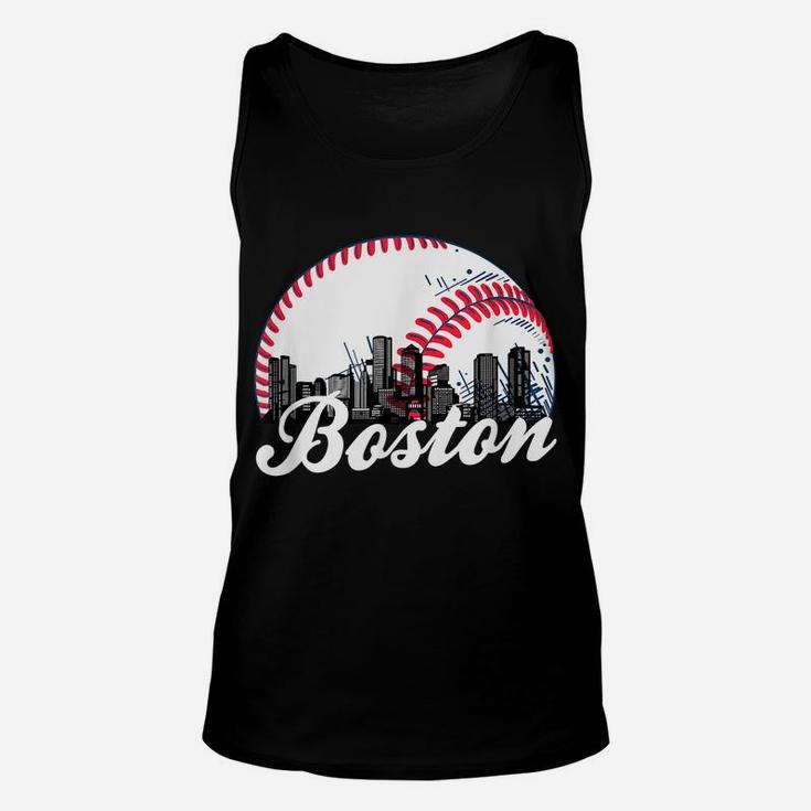 Boston Baseball Skyline - Retro Boston Baseball Cityscape Unisex Tank Top