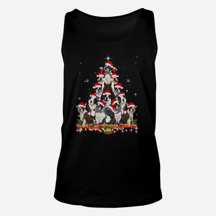 Boston Terrier Christmas Tree Dog Santa Xmas Funny Pajamas Unisex Tank Top