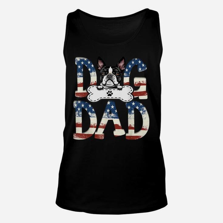 Boston Terrier Dad Fathers Day American Flag Dog Lovers Unisex Tank Top