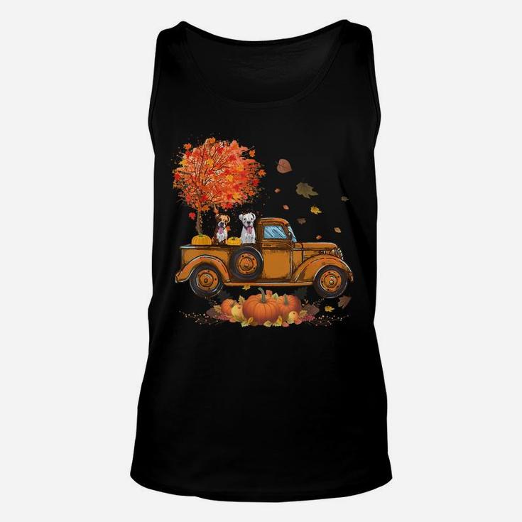 Boxer Pumpkins Truck Autumn Leaf Fall Thanksgiving Gifts Unisex Tank Top