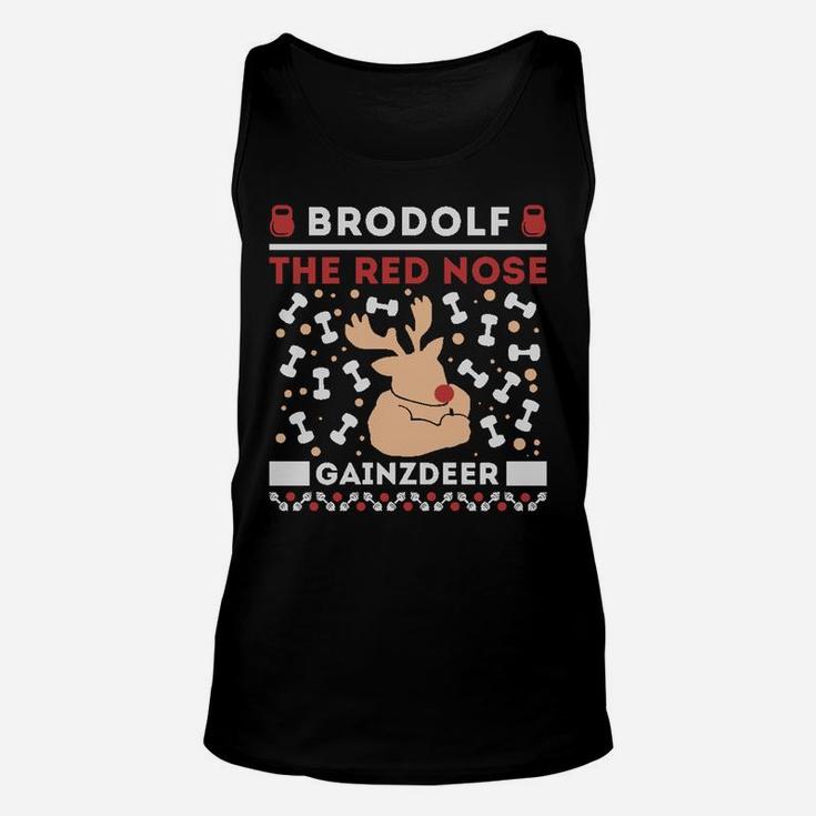 Brodolf Rudolf Workout Gym Funny Ugly Christmas Sweatshirt Sweatshirt Unisex Tank Top