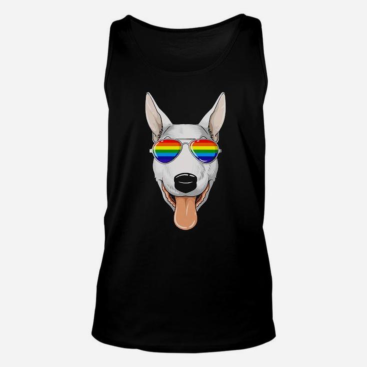 Bull Terrier Gay Pride Flag Lgbt Rainbow Sunglasses Unisex Tank Top