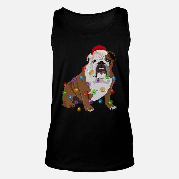 Bulldog Christmas Lights Xmas Dog Lover Sweatshirt Unisex Tank Top