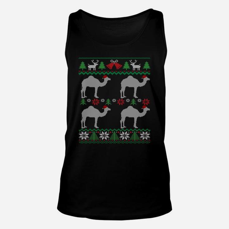 Camels Wearing Santa Hats Funny Egypt Ugly Christmas Sweatshirt Unisex Tank Top
