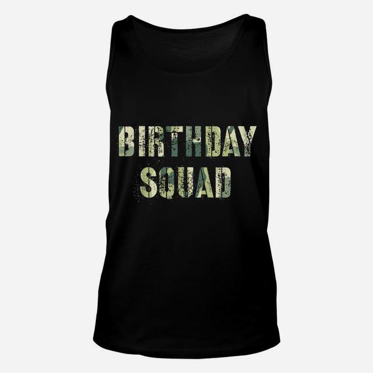 Camouflage Theme Birthday Party Squad Military Hunting Blue Unisex Tank Top