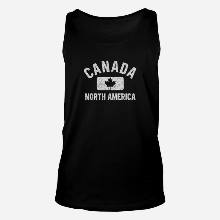 Canada Gym Style Maple Leaf Red With Distressed White Unisex Tank Top