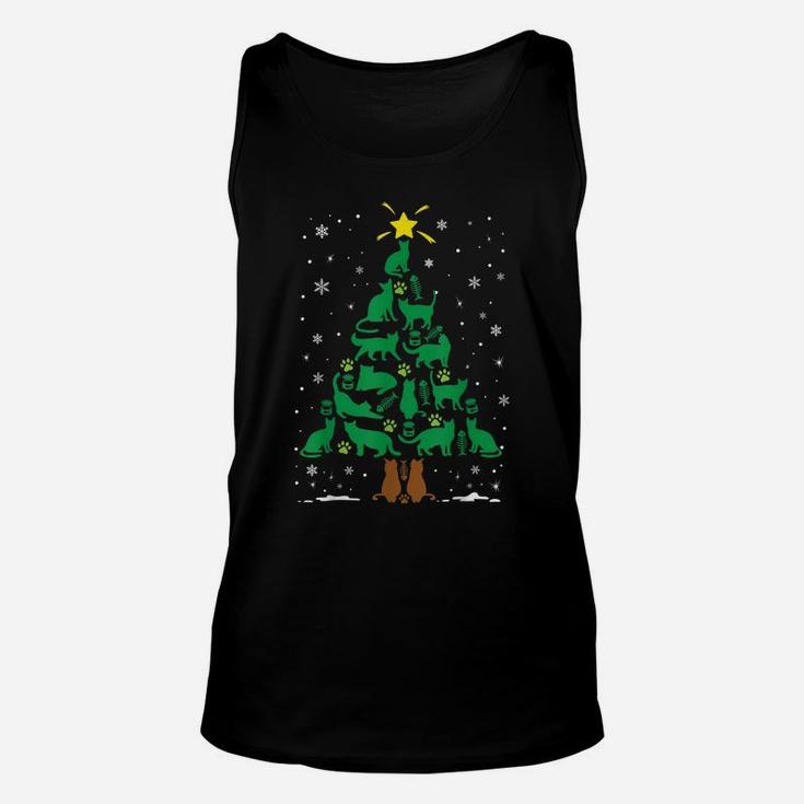 Cat Kitten Lovers Holiday Family Matching Christmas Tree Unisex Tank Top