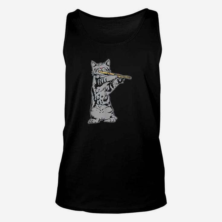 Cat Playing Flute Cool Musician Marching Band Unisex Tank Top