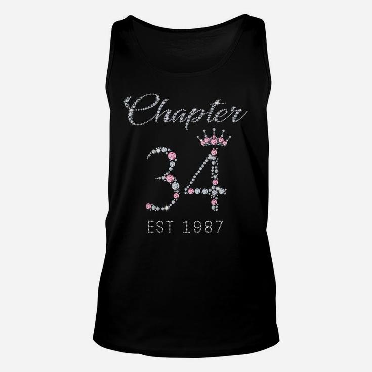 Chapter 34 Est 1987 34Th Birthday Tee Gift For Womens Unisex Tank Top