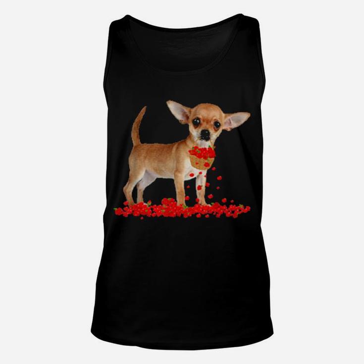 Chihuahua Valentine's Day Dog Dad Dog Mom Flowers Unisex Tank Top