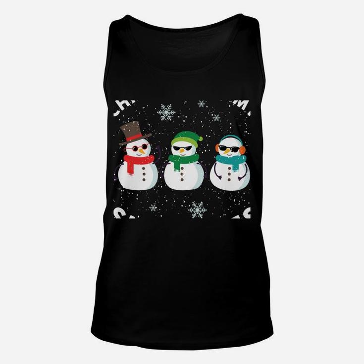 Chillin With My Snowmies Cute Snowman Ugly Christmas Sweater Unisex Tank Top