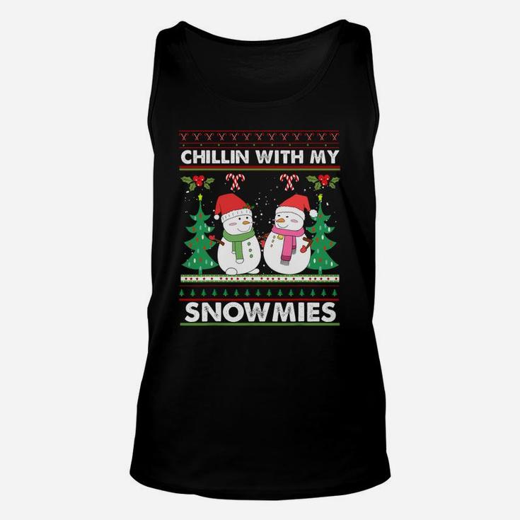 Chillin' With My Snowmies Ugly Christmas Snowman Sweatshirt Unisex Tank Top