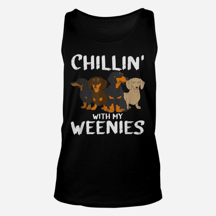 Chillin With My Weenie Mom Doxie Dad Dog Dachshund Lovers Unisex Tank Top