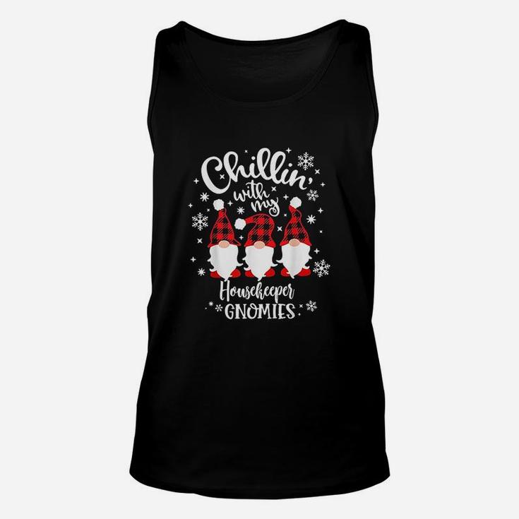 Chilling With My Gnomies Flannel Housekeeper Unisex Tank Top