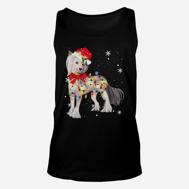 Chinese Crested Dog Christmas Light Xmas Mom Dad Gifts Unisex Tank Top