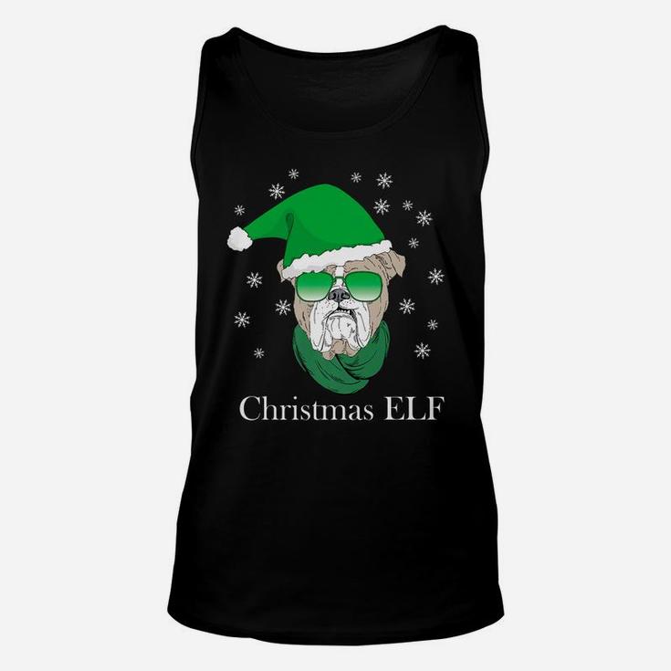 Christmas Elf Funny Xmas Outfit With Bulldog Dog Lovers Gift Unisex Tank Top