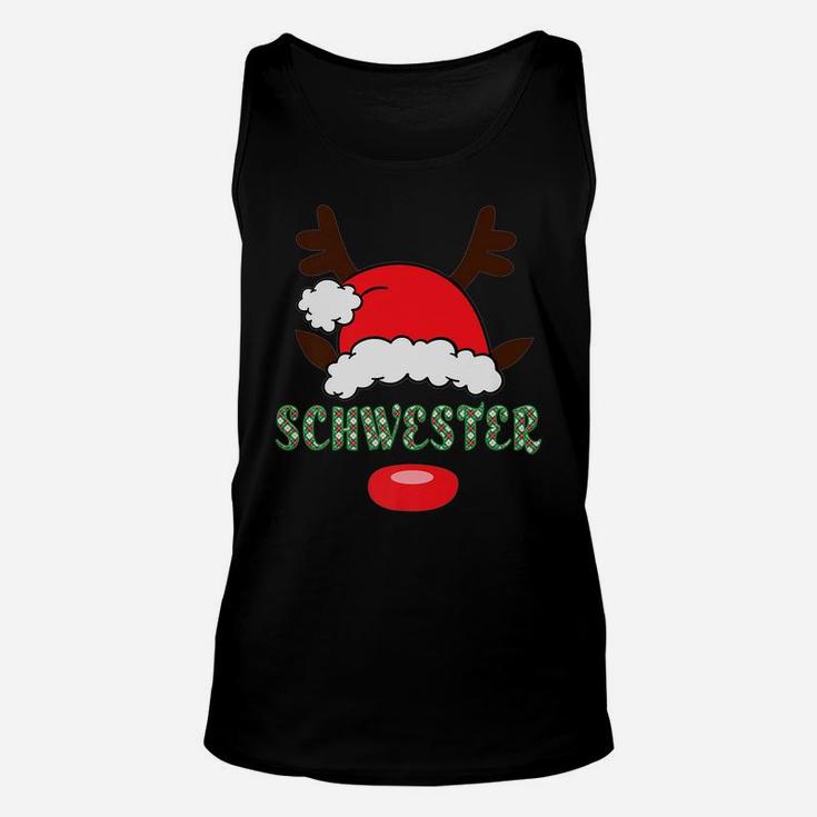 Christmas Holiday Santa Hat Reindeer Antlers Schwester Unisex Tank Top