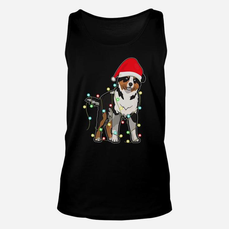 Christmas Lights Australian Shepherd Dog Lover Xmas Gift Unisex Tank Top