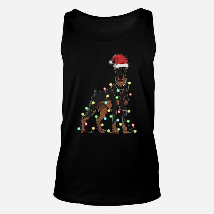 Christmas Lights Doberman Dog Lover Funny Xmas Gift Sweatshirt Unisex Tank Top