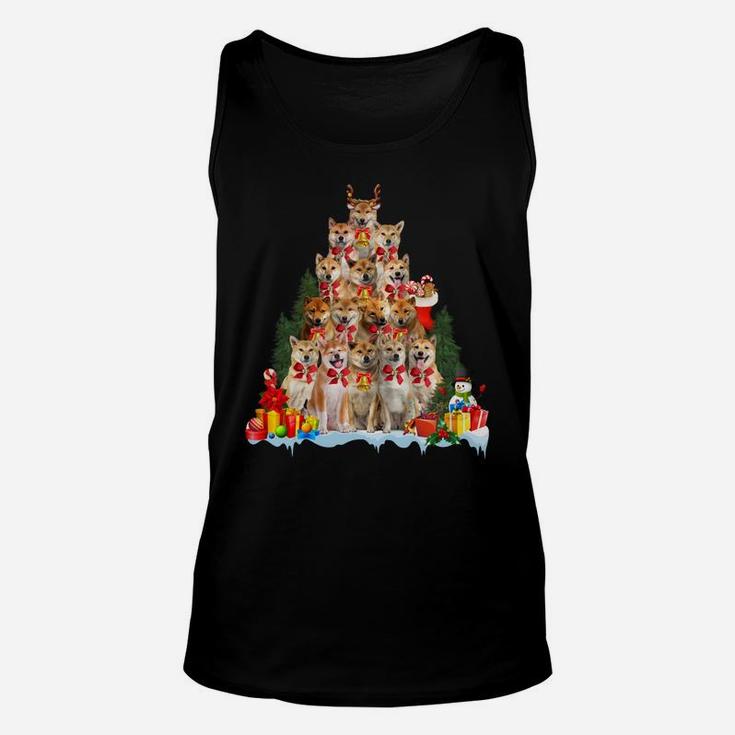 Christmas Pajama Shiba Inu Xmas Tree Gifts Dog Dad Mom Sweatshirt Unisex Tank Top