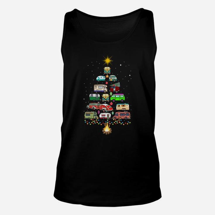 Christmas Tree Camper Vehicles Camping Rving Trailers Gift Unisex Tank Top