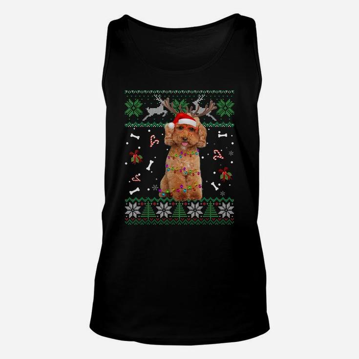 Christmas Tree Poodle Pajama Lights Dog Dad Mom Unisex Tank Top