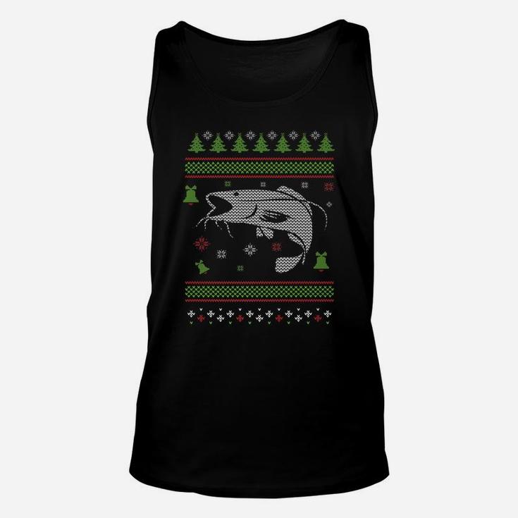Christmas Ugly Sweater Fish Trout Bass Design Unisex Tank Top
