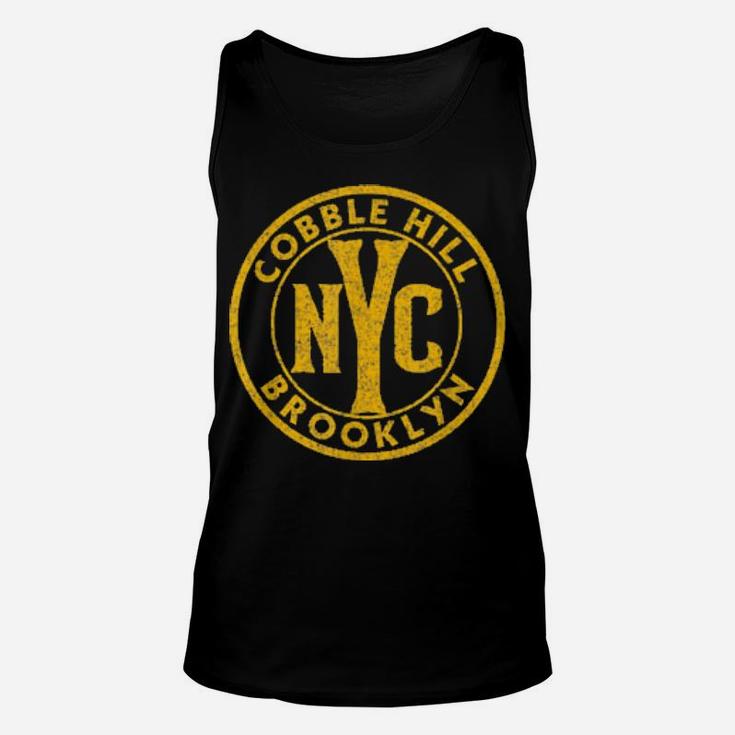 Cobble Hill Brooklyn Vintage Nyc Sign Distressed Amber Print Unisex Tank Top