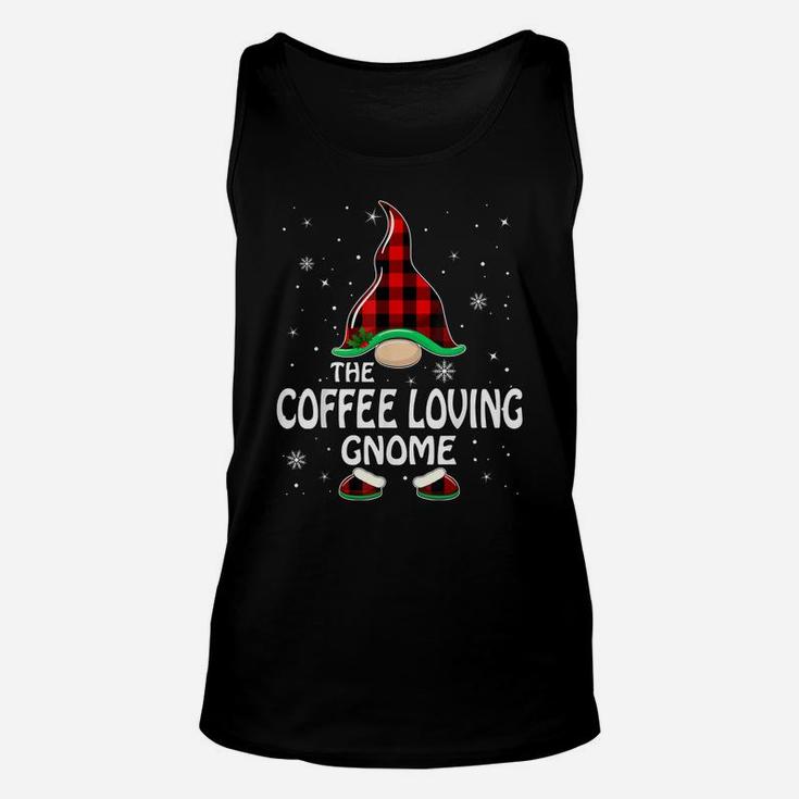 Coffee Loving Gnome Buffalo Plaid Matching Family Christmas Unisex Tank Top