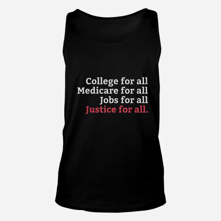 College Medicare Jobs Justice For All Equal Rights Unisex Tank Top