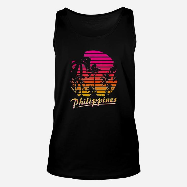 Cool Philippines 80S Palm Trees Summer Sunset Unisex Tank Top