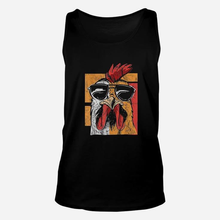 Cool Rooster Wearing Sunglasses Vintage Chicken Unisex Tank Top