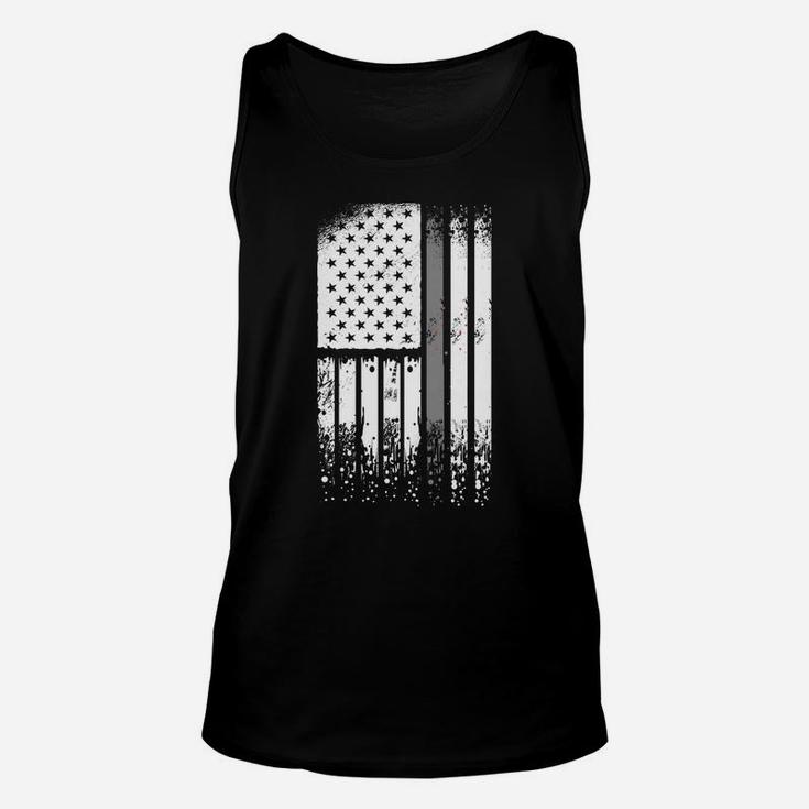 Correctional Officer - Us Flag Thin Silver Line Prison Guard Unisex Tank Top