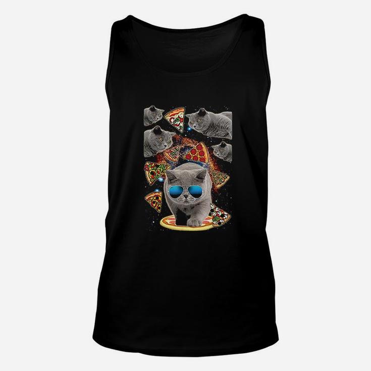 Crazy Space Pizza Cat Funny Unisex Tank Top
