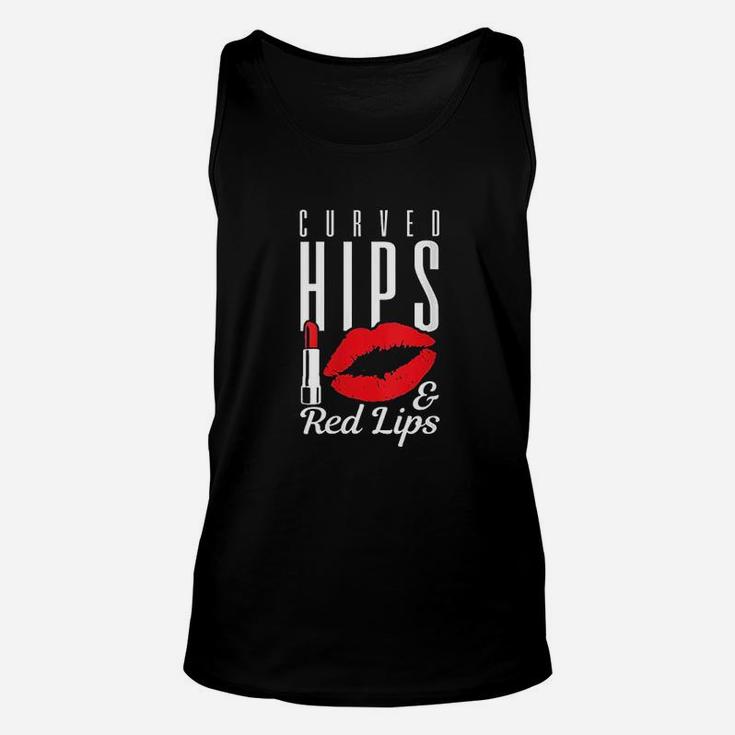 Curved Hips N Red Lips Makeup Lover Curvy Beauty Gift Unisex Tank Top