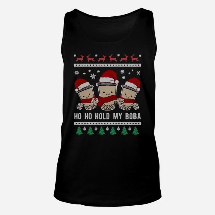 Cute Boba Xmas Hold Bubble Milk Tea Ugly Christmas Sweatshirt Unisex Tank Top