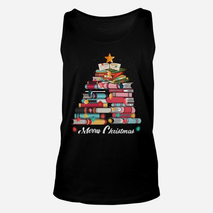 Cute Christmas Tree Books Clothing Book Lover Gifts Holiday Sweatshirt Unisex Tank Top