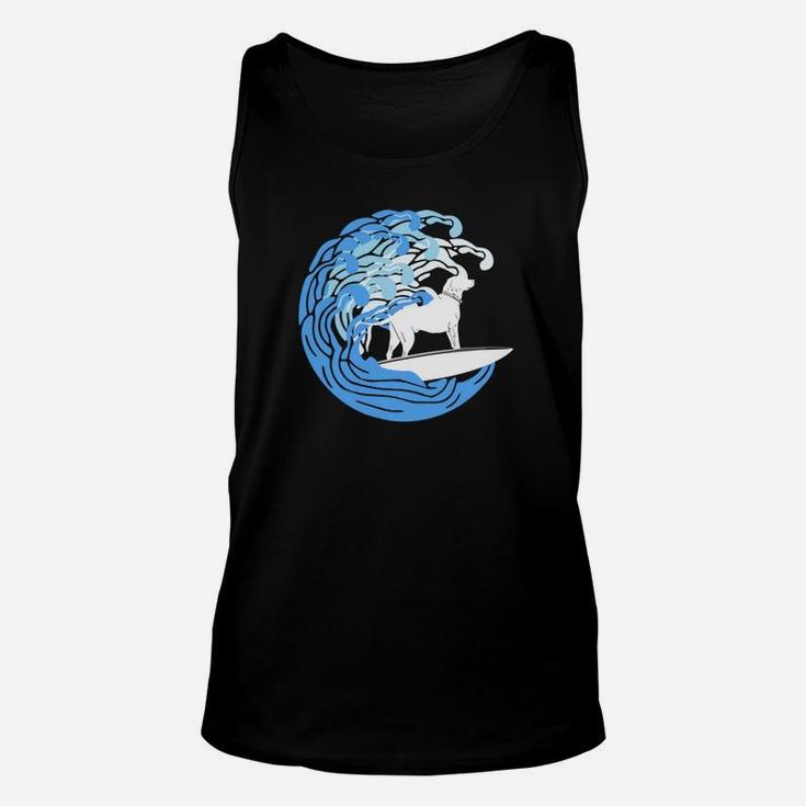 Cute Dog Surfer Shirt, Surfing Puppy Tee For Pet Owner Unisex Tank Top