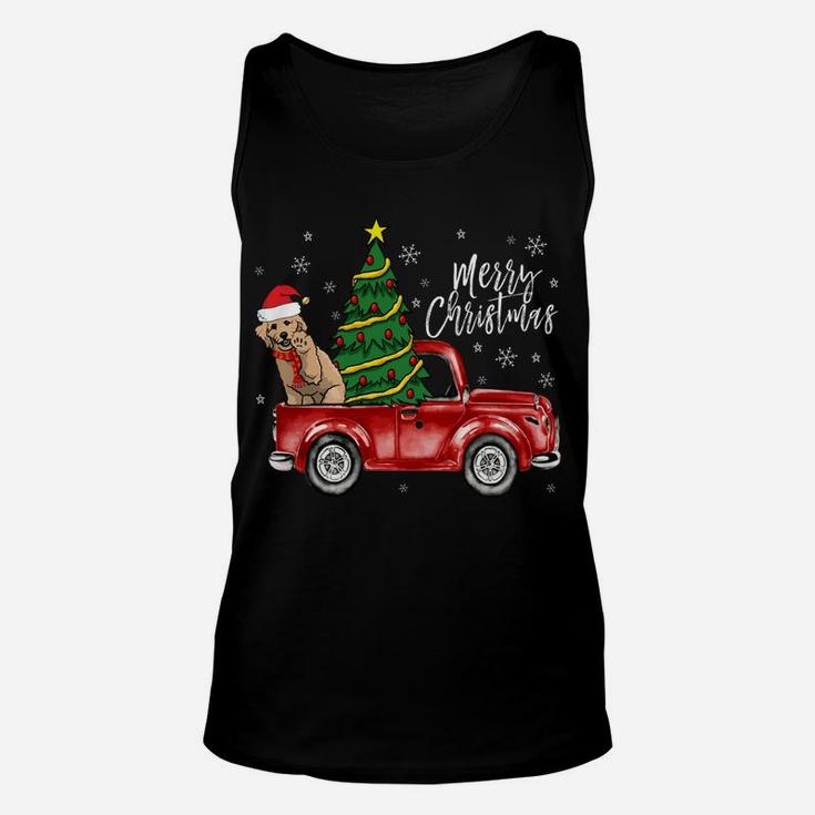 Cute Doodle Dog Truck Merry Christmas Dog Lover Xmas Sweatshirt Unisex Tank Top