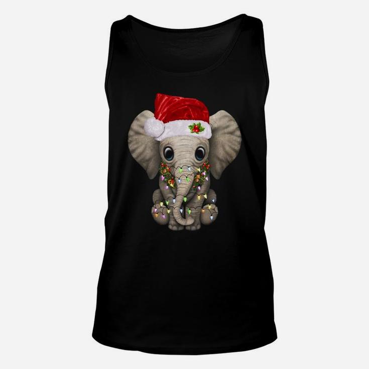 Cute Elephant Christmas Light Funny Elephant Lover Xmas Gift Sweatshirt Unisex Tank Top