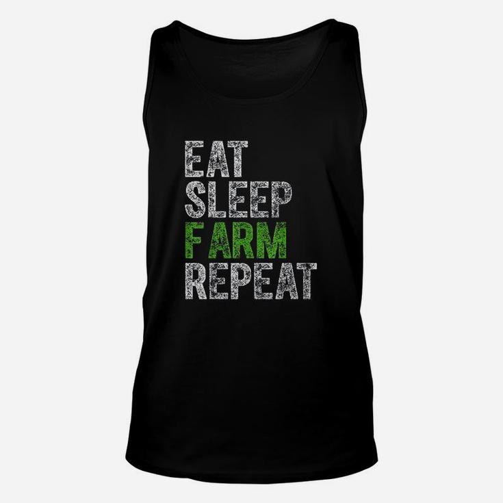 Cute Farmer Farming Funny Gift Eat Sleep Farm Repeat Unisex Tank Top