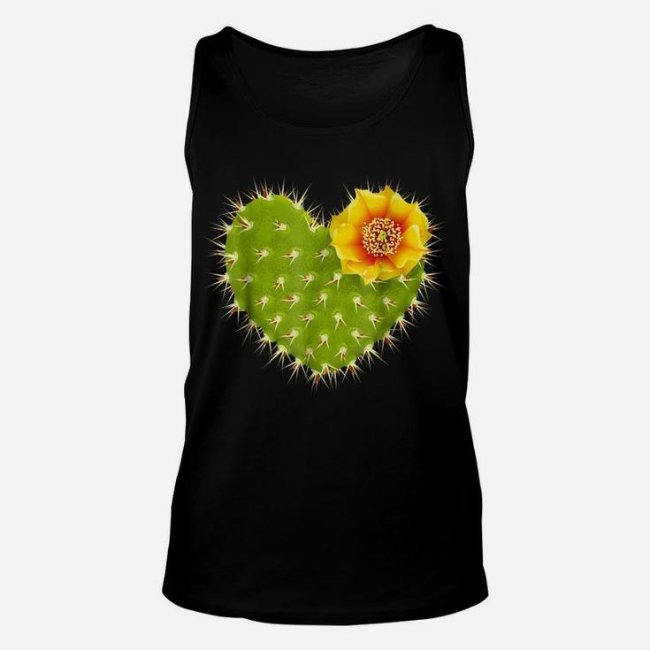 Cute Giant Cactus Heart With Yellow Desert Flower Unisex Tank Top