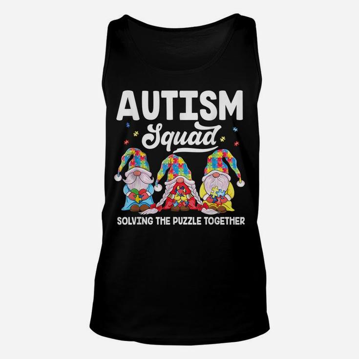 Cute Gnomes Holding Puzzle & Ribbon Support Autism Awareness Unisex Tank Top