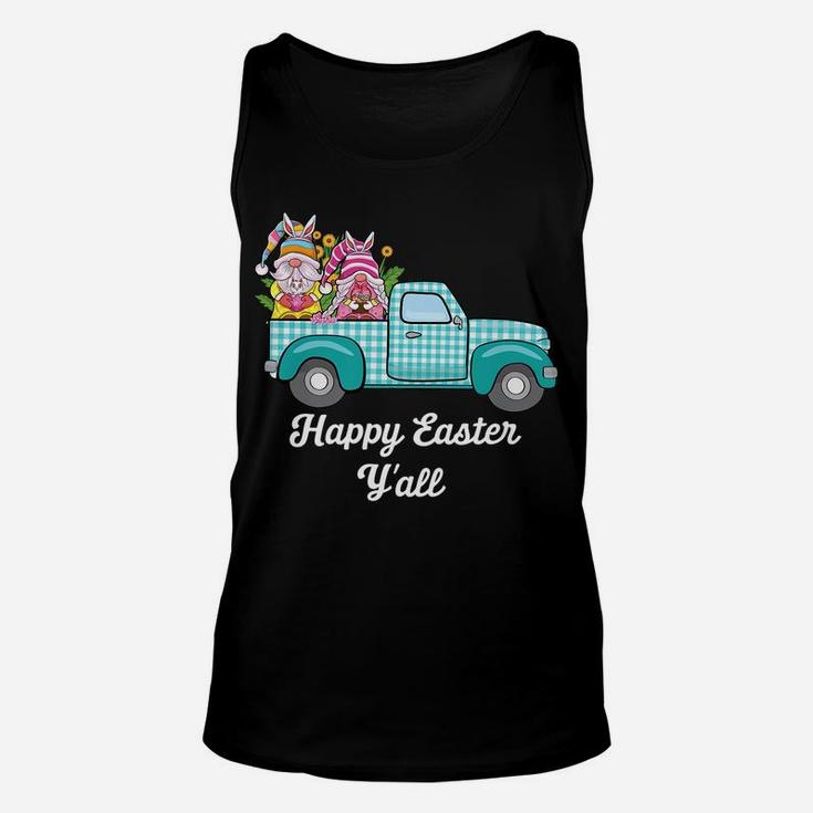 Cute Gnomes With Bunny Ears Egg Hunting Truck Easter Gnome Unisex Tank Top
