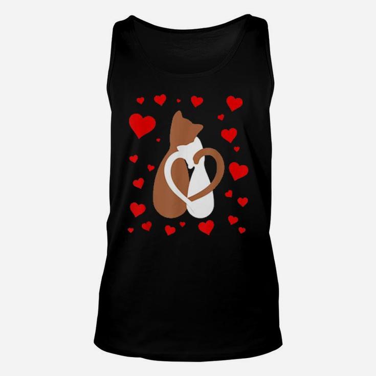 Cute Heart Love Cat Valentines Two Cats Unisex Tank Top