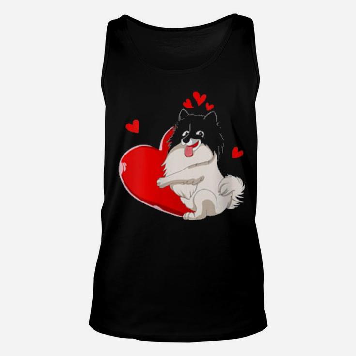Cute Keeshond Valentines Day Holding Heart My Valentine Unisex Tank Top
