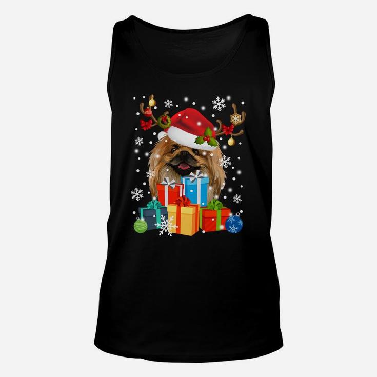 Cute Pekingese Dog Reindeer Christmas Pajama Dog Lovers Gift Sweatshirt Unisex Tank Top