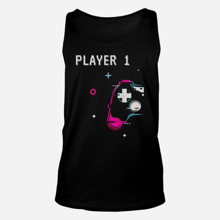 Cute Player 1 Player 2 Matching Couple Tshirt Gamer Unisex Tank Top