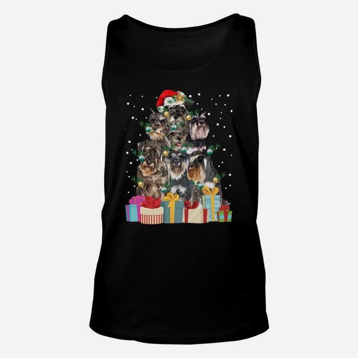 Cute Schnauzer Dog Christmas Tree Lights Pet Puppy Dad Mom Sweatshirt Unisex Tank Top